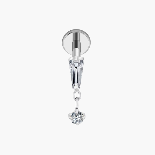 Titanium CZ (cubic zirconia) flat-back labret stud for helix, tragus and conch piercings