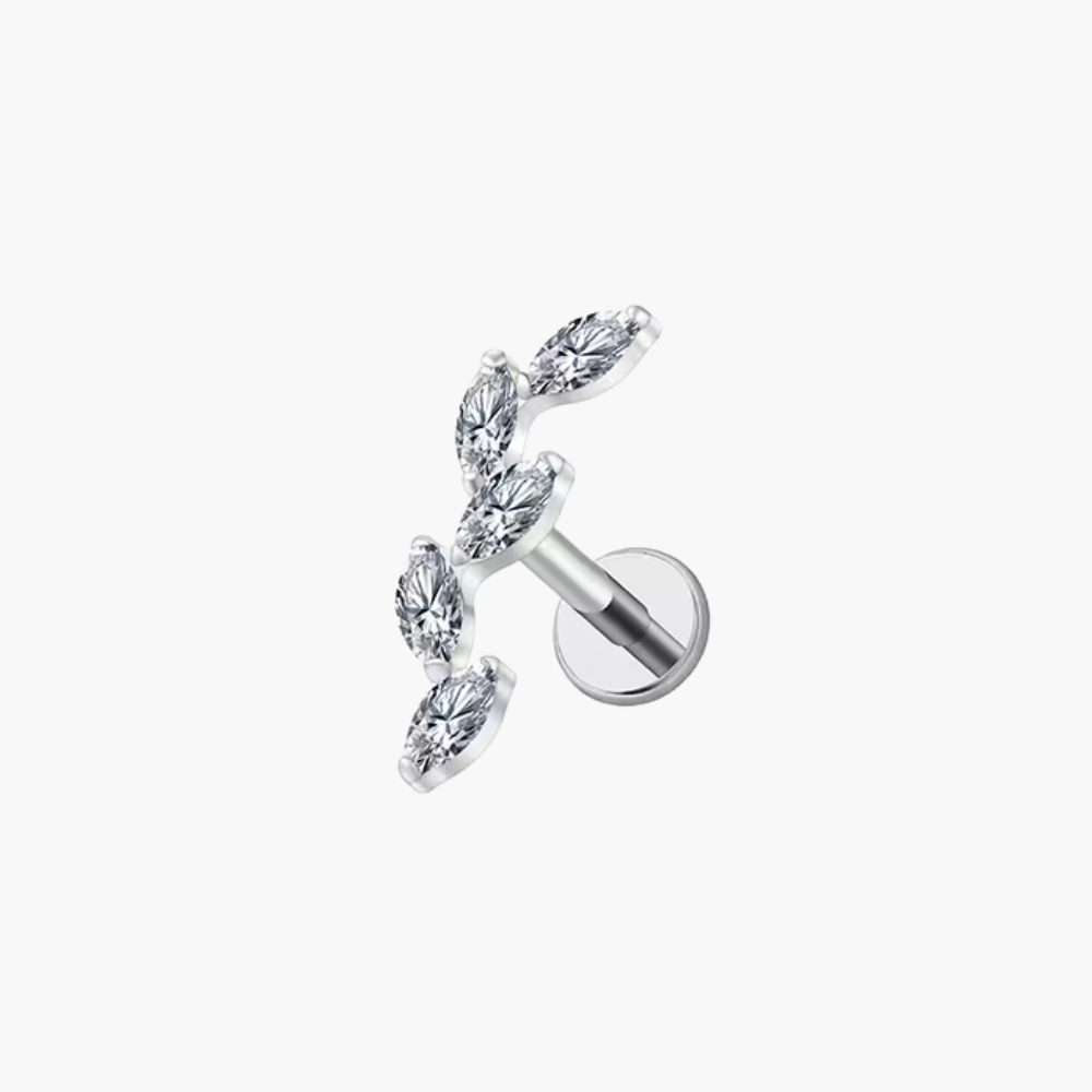 5-Marquise Leaf Ear Climber – Titanium CZ Helix Crawler Stud
