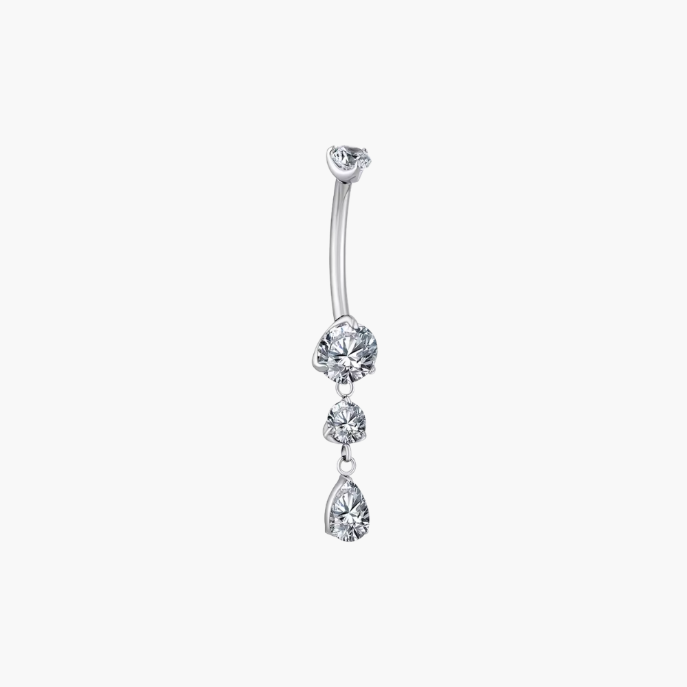 Teardrop CZ Dangle Belly Button Ring – Titanium Navel Piercing