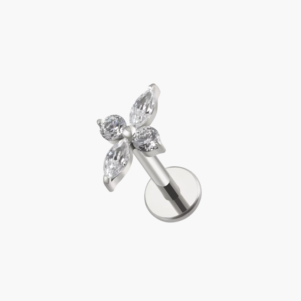 16G Flower CZ Stud Earring/Cartilage Studs/Helix Stud/Tragus Stud/Conch Earring Stud/Tiny Gold Earring Stud/Internally Threaded Earring Stud