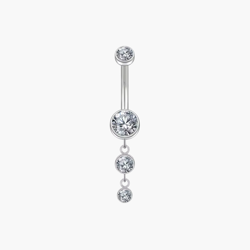 CZ Drop Pendant Belly Ring – Titanium Dangle Navel Piercing