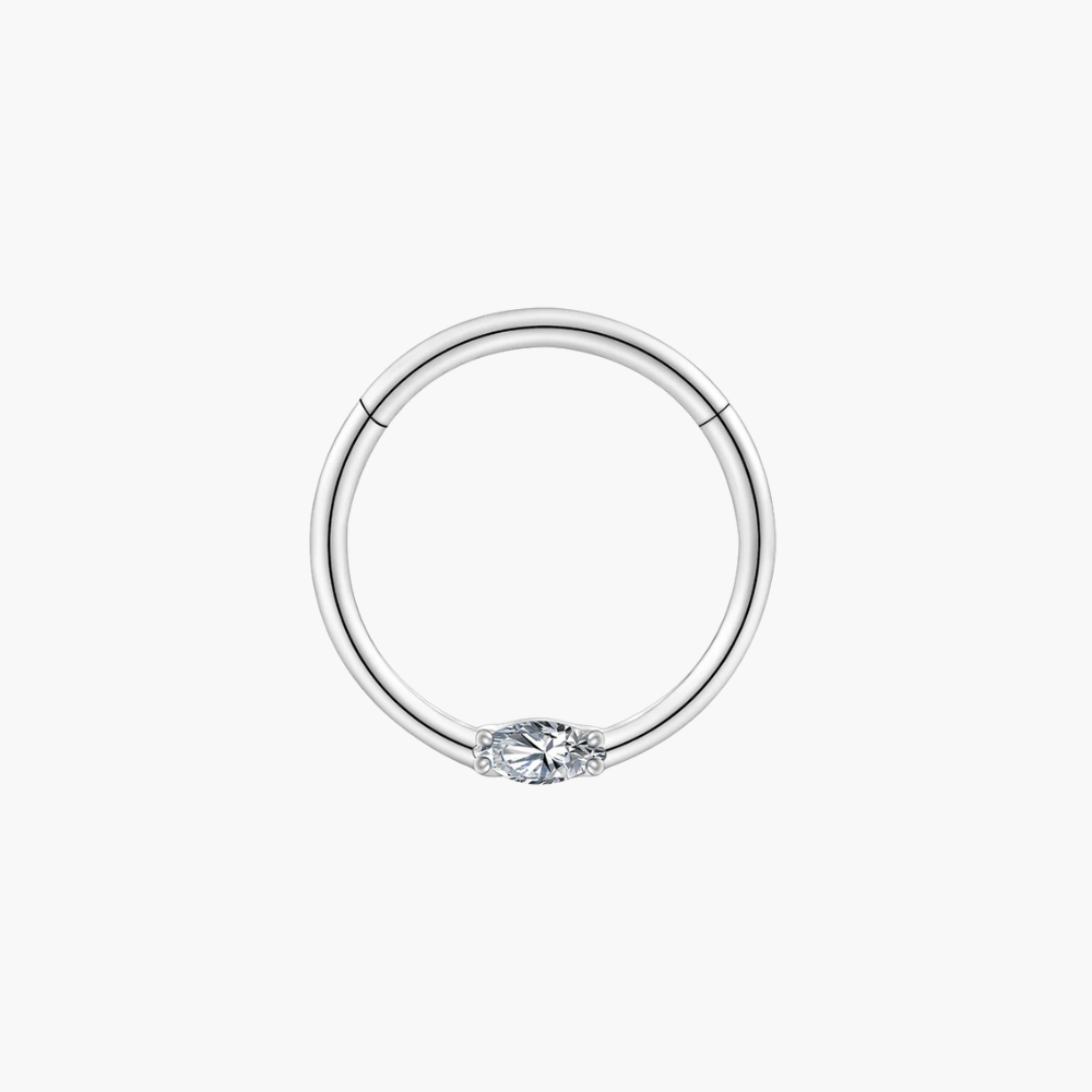 Marquise CZ Septum Clicker 16G – Titanium Dainty Daith Hoop