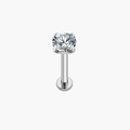 16G 18G 20G Threadless Titanium Stud, Gold Push Pin Flat Back, Tiny Diamond Nose Ring, CZ Helix Tragus Conch Cartilage Earring