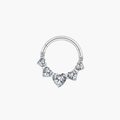 Paved CZ Heart Daith Clicker – Titanium Hinged Septum Hoop