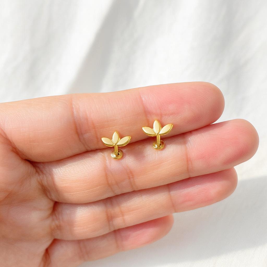 20G/18G/16G lotus Push Pin Labret • Threadless Flat Back Earring • Tragus Stud • Flat Back Stud • Helix Stud • Cartilage Stud