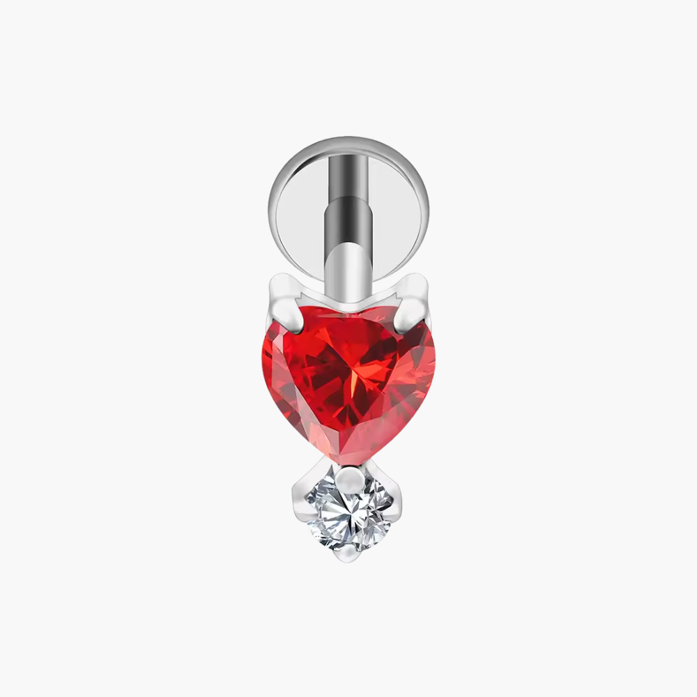 Garnet Red Heart Stud – Titanium Valentine Helix & Tragus Earring