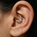 16G Titanium Heart Daith Clicker, CZ Paved Septum Ring, Hinged Segment Hoop, Hypoallergenic Cartilage Earring, Gold Silver