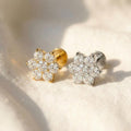 Titanium Tiny Flower Stud, 16G CZ Crystal Labret, Flat Back Earring, Tragus Helix Conch Cartilage Piercing, Hypoallergenic Jewelry
