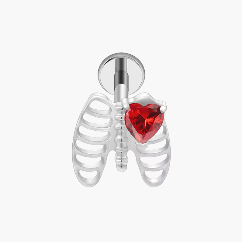Rib Cage Skeleton Heart Stud – Titanium Gothic Helix & Tragus Earring