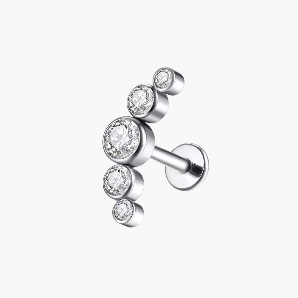 ASTM F136 Titanium Labret | Internally Threaded Opal Tragus Stud | 16G 18G Cartilage Piercing | 5A CZ Lip Ring | Hypoallergenic Earring