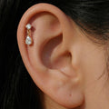 16G Titanium Teardrop Dangle Stud, Waterdrop CZ Flat Back Labret, Helix Tragus Cartilage Earring, Hypoallergenic Drop Piercing