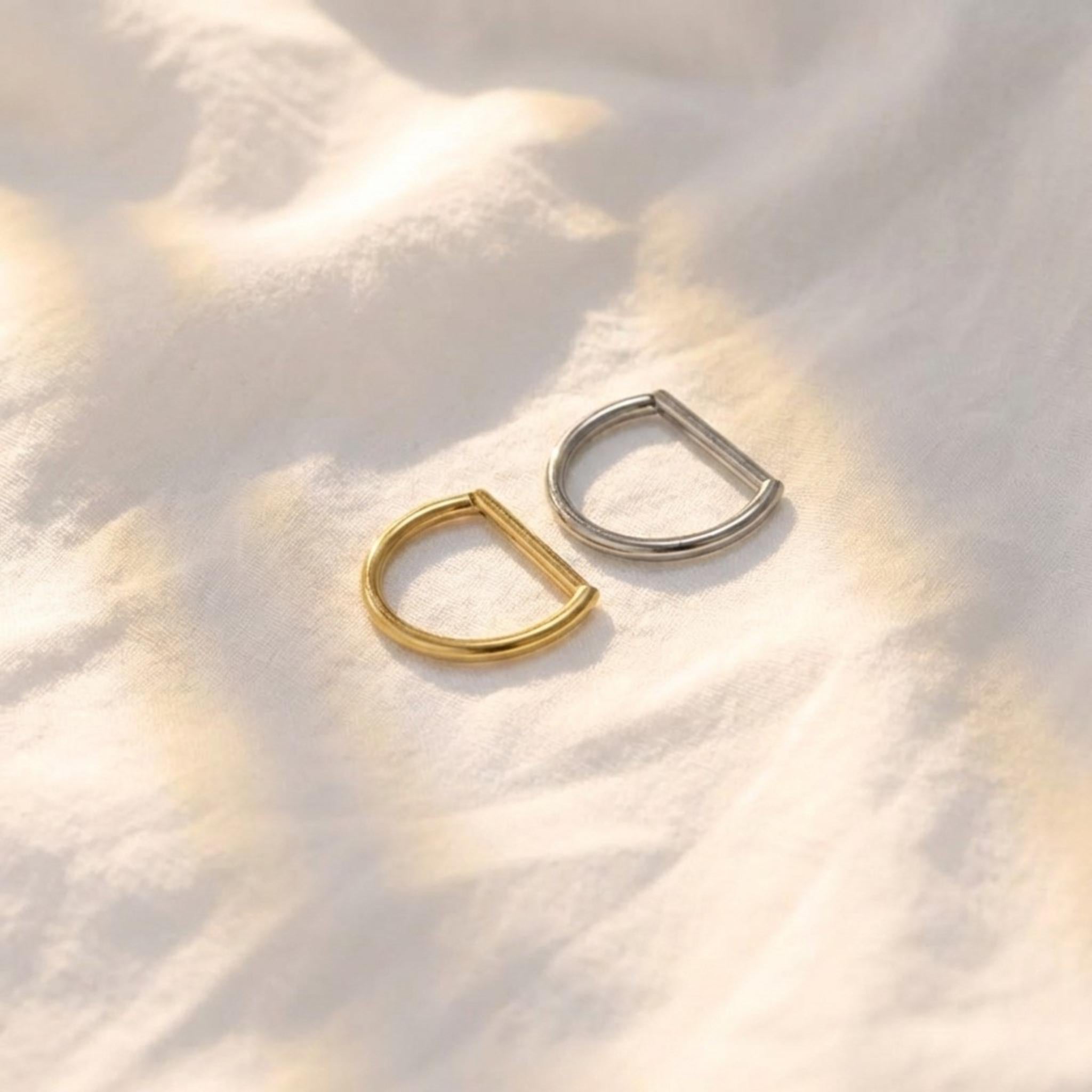 16G Titanium D Shape Nose Ring, Snug Septum Clicker, Flat Side Hoop, Implant Grade Daith Conch Tragus, Lip Piercing Jewelry