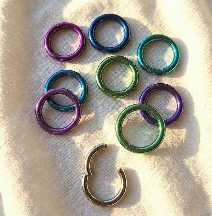 Titanium Hinged Clicker ASTM F136 - Large Gauge Septum Ring 12G 10G 8G 6G - Daith Hoop - Hypoallergenic