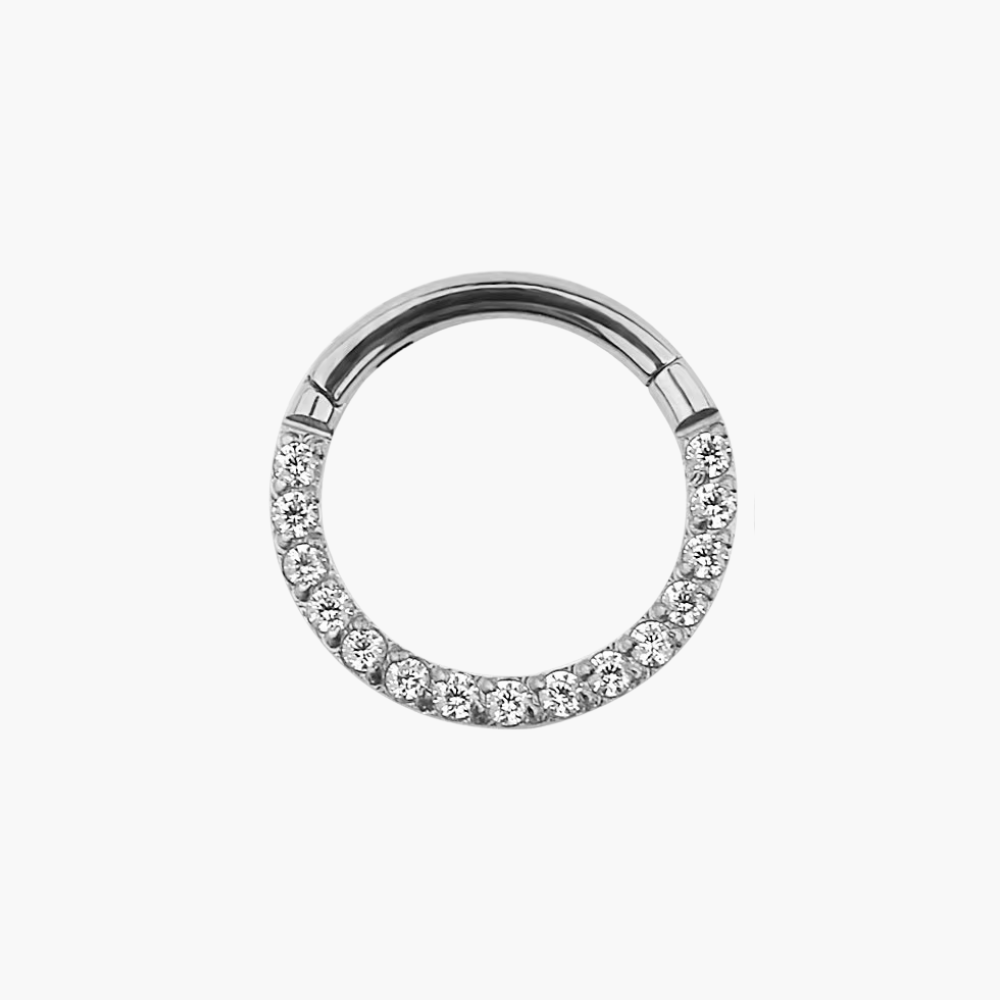 G23 Titanium CZ Paved Clicker Hoop – Septum, Daith & Helix Ring