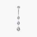 Triple Teardrop Belly Ring – Titanium Waterdrop CZ Navel Piercing