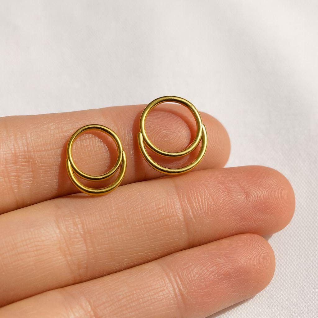 16G Titanium Double Hinged Hoop • Seamless Segment Nose Ring • Septum Clicker • Helix & Cartilage Piercing Earring