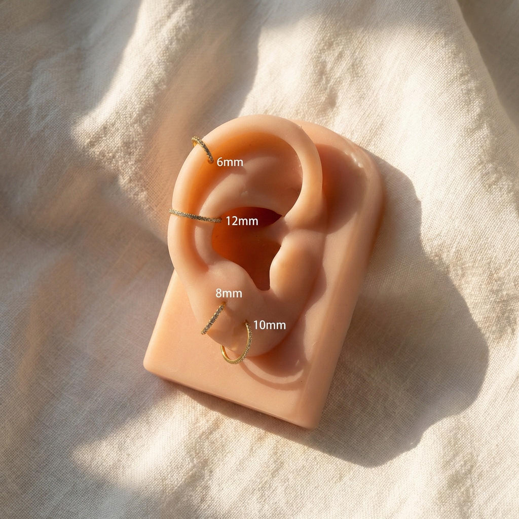 16G Titanium Slim CZ Huggie Hoop, Skinny Paved Clicker, Minimalist Helix Tragus Rook Earring, Hypoallergenic Sleeper Ring