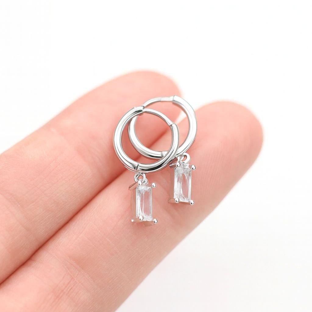 Gold Star Hoop Earrings: Dangle CZ Chain Cartilage Jewelry