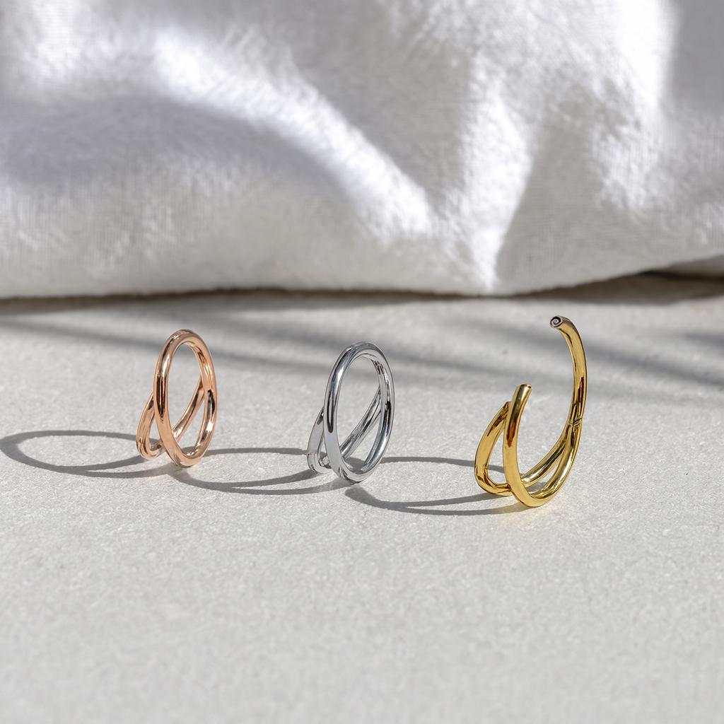 16G Titanium Double Hinge Hoop • Hinged Segment Nose Ring • Septum Clicker Ring • Cartilage Hoop • Helix Earring Hoop