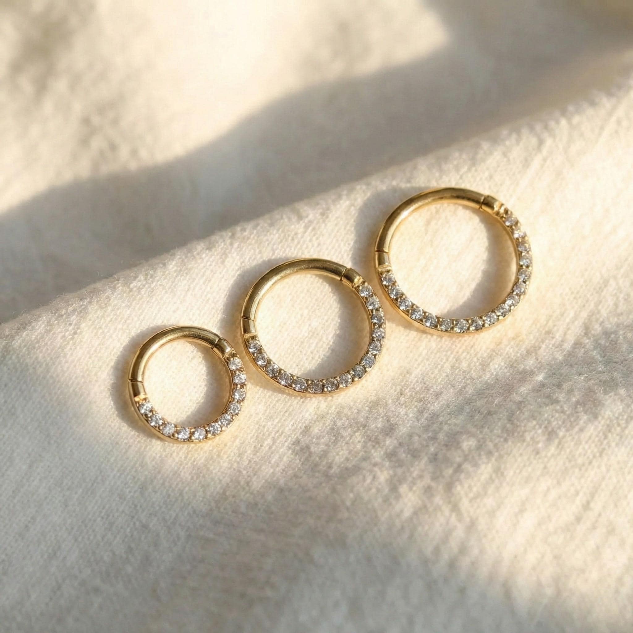 G23 Titanium Clicker Hoop, 16G 18G CZ Hinged Segment Ring, Septum Daith Helix Tragus Cartilage Piercing, Hypoallergenic Nose Earring