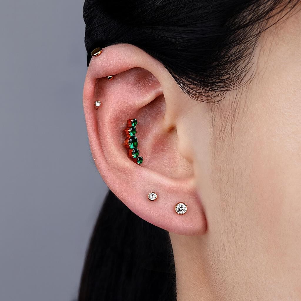 16G/18G Titanium Bezel CZ Labret Stud Earring • Tragus Earring • Helix • Cartilage • Internally threaded • Flat Back Earring • Gift for Her