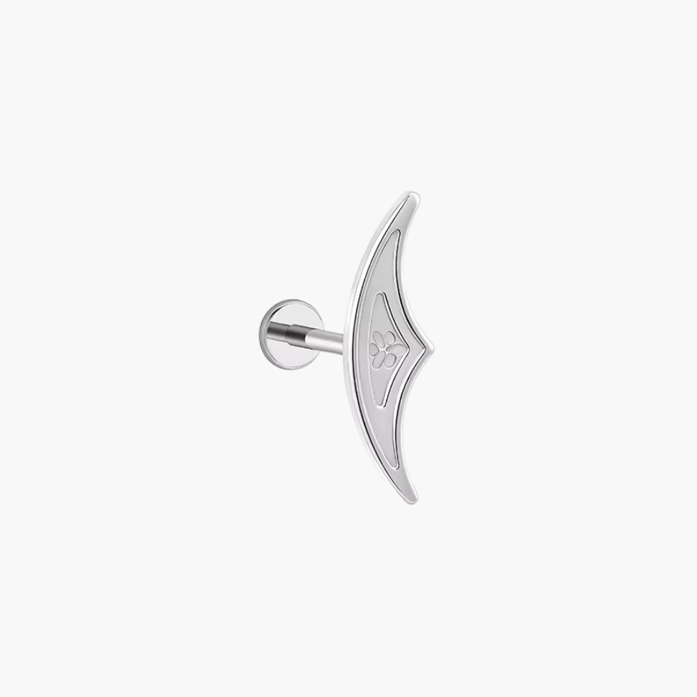 Implant-grade titanium (ASTM F136) hidden helix stud with tattoo-inspired linework for cartilage piercings