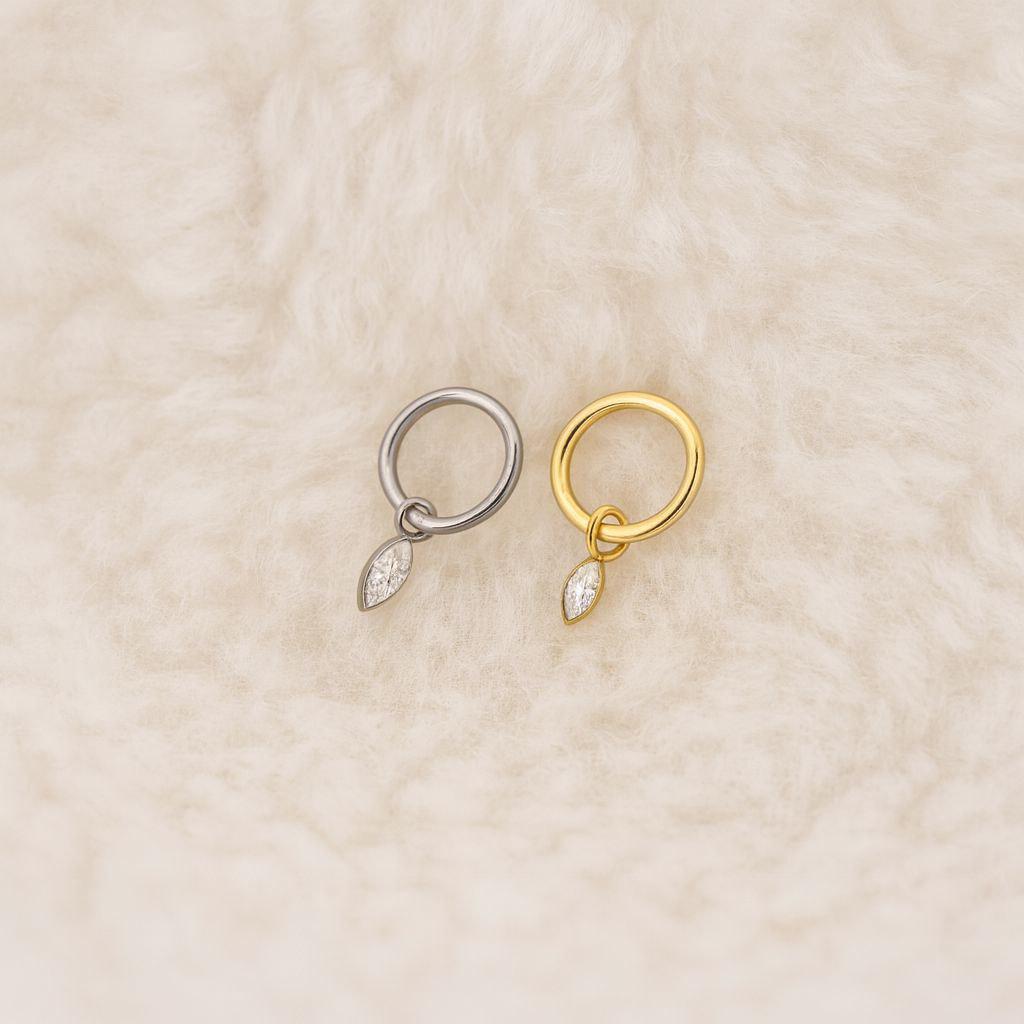 18G/16G Titanium Dangle Huggie Hoop, Cartilage/Conch/Helix Hoop Earring, Rook piercing • conch piercing