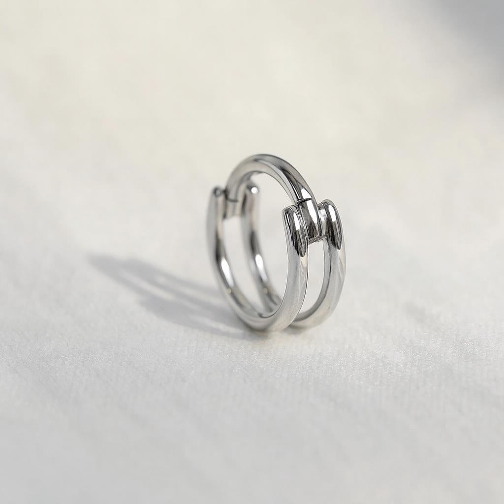 16G/18G Titanium Double Hinge Hoop • Hinged Segment Nose Ring • Septum Clicker Ring • Cartilage Hoop • Helix Earring Hoop