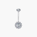 14G Titanium Halo Belly Ring, Opal Garnet CZ Navel Piercing, Luxurious Round Gem Body Jewelry, Curved Barbell ASTM F136