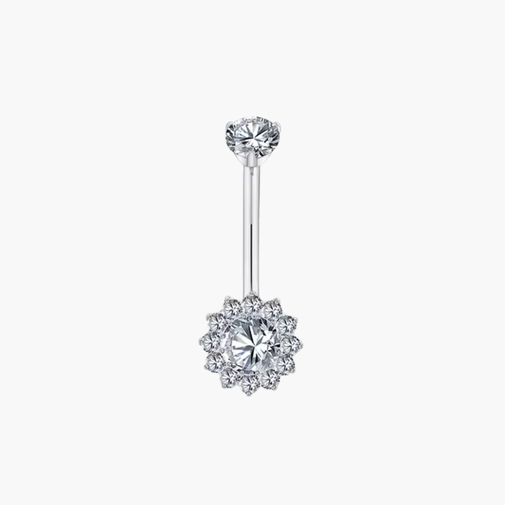 14G Titanium Halo Belly Ring, Opal Garnet CZ Navel Piercing, Luxurious Round Gem Body Jewelry, Curved Barbell ASTM F136