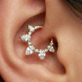 16G Titanium Pear CZ Septum Clicker, Teardrop Daith Hoop 8mm 10mm, Hinged Segment Ring, Hypoallergenic Cartilage Earring