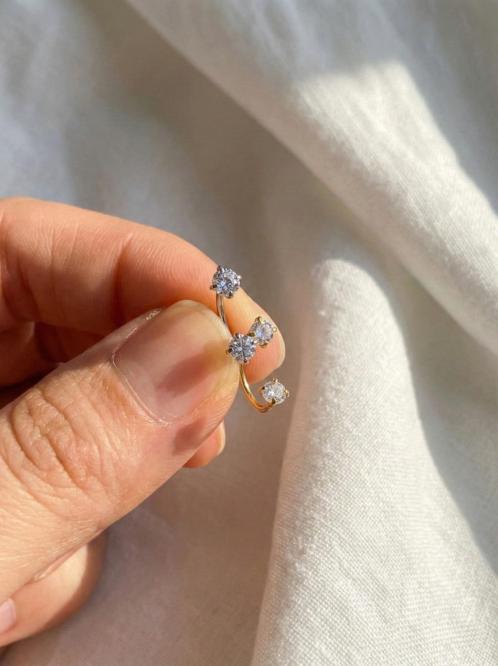16G Titanium Sparkly Horseshoe, Prong Set CZ Circular Barbell, Diamond Septum Ring, Daith Tragus Helix Earring, Hypoallergenic Jewelry
