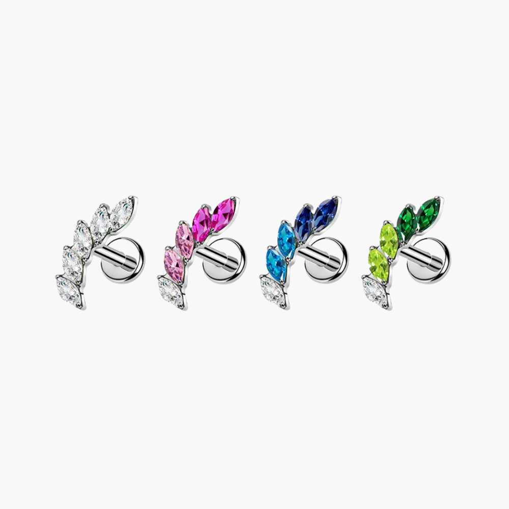 Prong CZ Labret Stud 16G – Titanium Internally Threaded Helix Earring