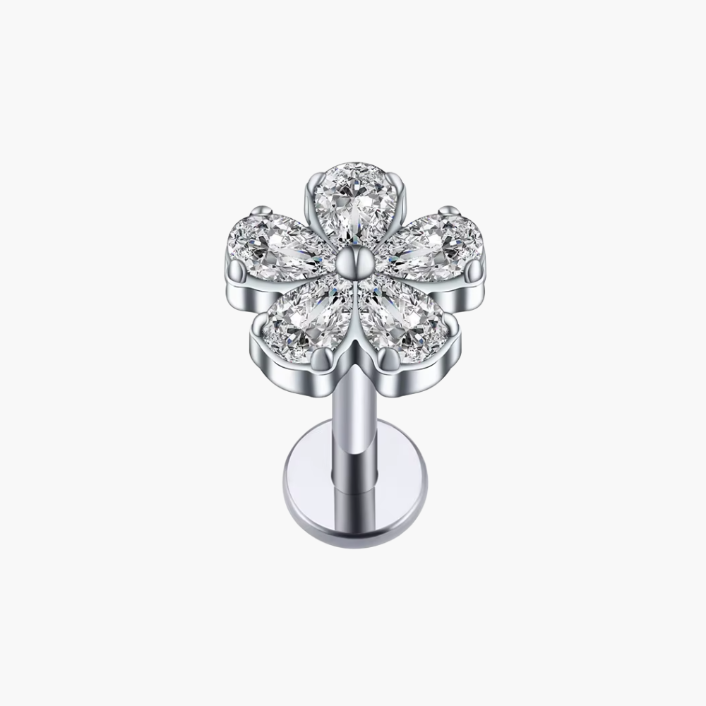 CZ Flower Labret Stud – Titanium Floral Helix & Medusa Earring