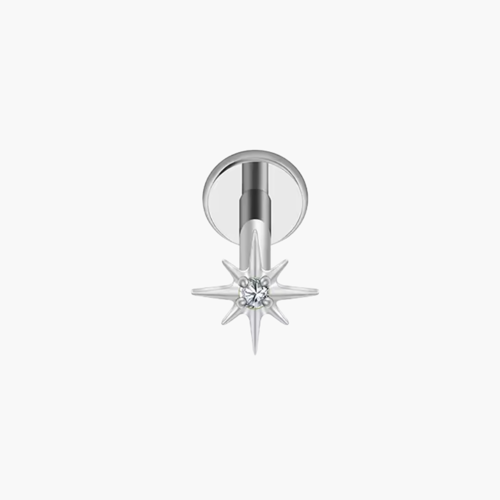 North Star CZ Stud – Titanium Celestial Flat Back Labret