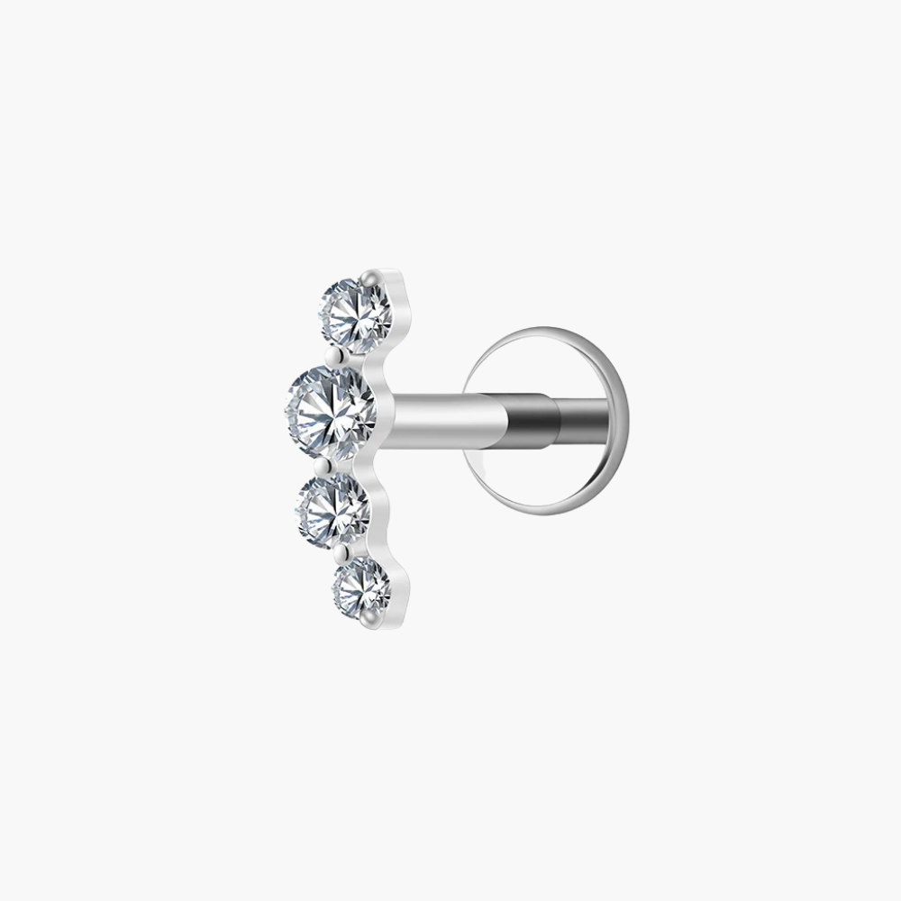 Four CZ Ear Climber Stud 16G – Titanium Cartilage & Helix Earring