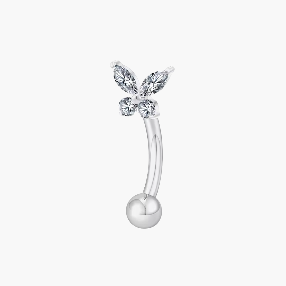 Tiny Butterfly Curved Barbell – Titanium CZ Rook & Vertical Labret
