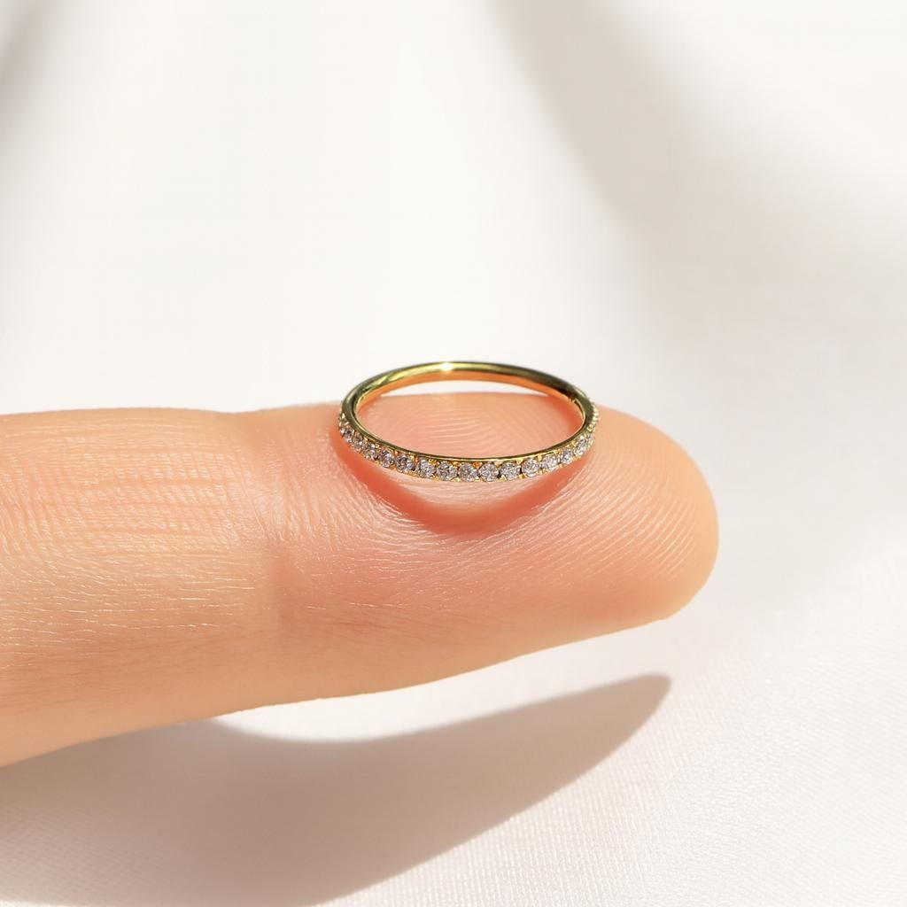 20G/16G/18G Gold Paved CZ Cartilage Hoop Earring/Nose Hoop/Helix Hoop/Lobe Earring/Conch Ring/Tiny Hoop Earring/Tragus/Rook Piercing Clicker