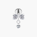 CZ Bow Dangle Stud – Titanium Coquette Helix & Tragus Earring