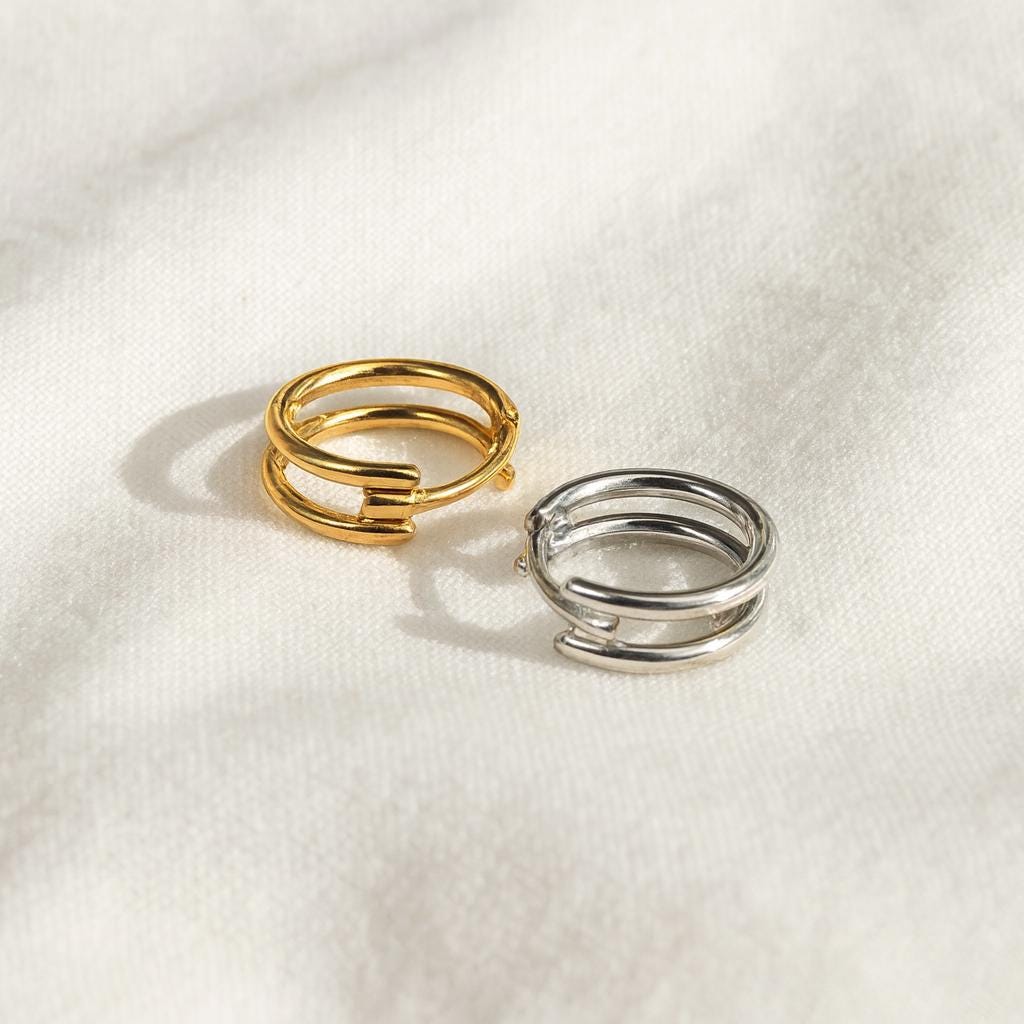 16G/18G Titanium Double Hinge Hoop • Hinged Segment Nose Ring • Septum Clicker Ring • Cartilage Hoop • Helix Earring Hoop