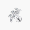 Micro Leaf CZ Labret Stud – Titanium Dainty Helix & Tragus Earring