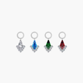 Implant-grade titanium (ASTM F136) kite-shaped CZ charm for clipping onto helix and cartilage clickers
