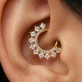 16G Titanium CZ Septum Clicker, Hinged Daith Helix Hoop 8mm 10mm, Paved Segment Ring, Hypoallergenic Cartilage Earring