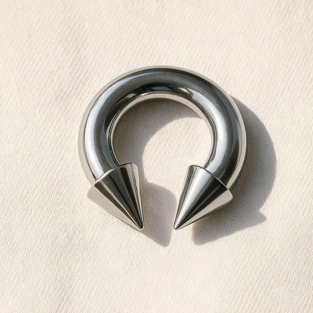 4G/6G/8G/10G/12G Thick Silver Horseshoe Septum Ring Spike Ends Earlobe Earring Surgical Steel Cartilage Piercing Curved Barbell