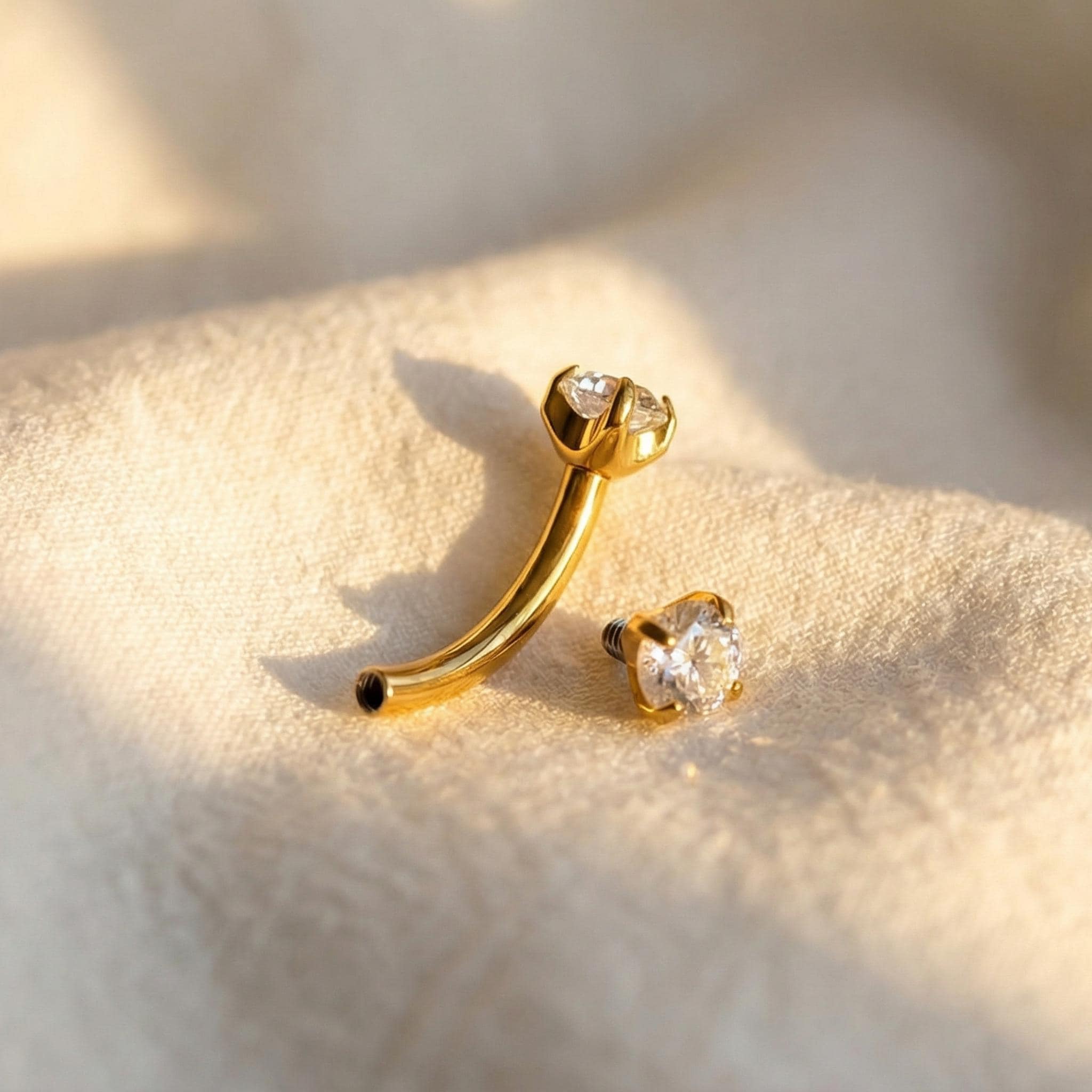 16G Titanium Curved Barbell, CZ Rook Earring, Eyebrow Piercing Jewelry, Daith Helix Cartilage Stud, Hypoallergenic Vertical Labret