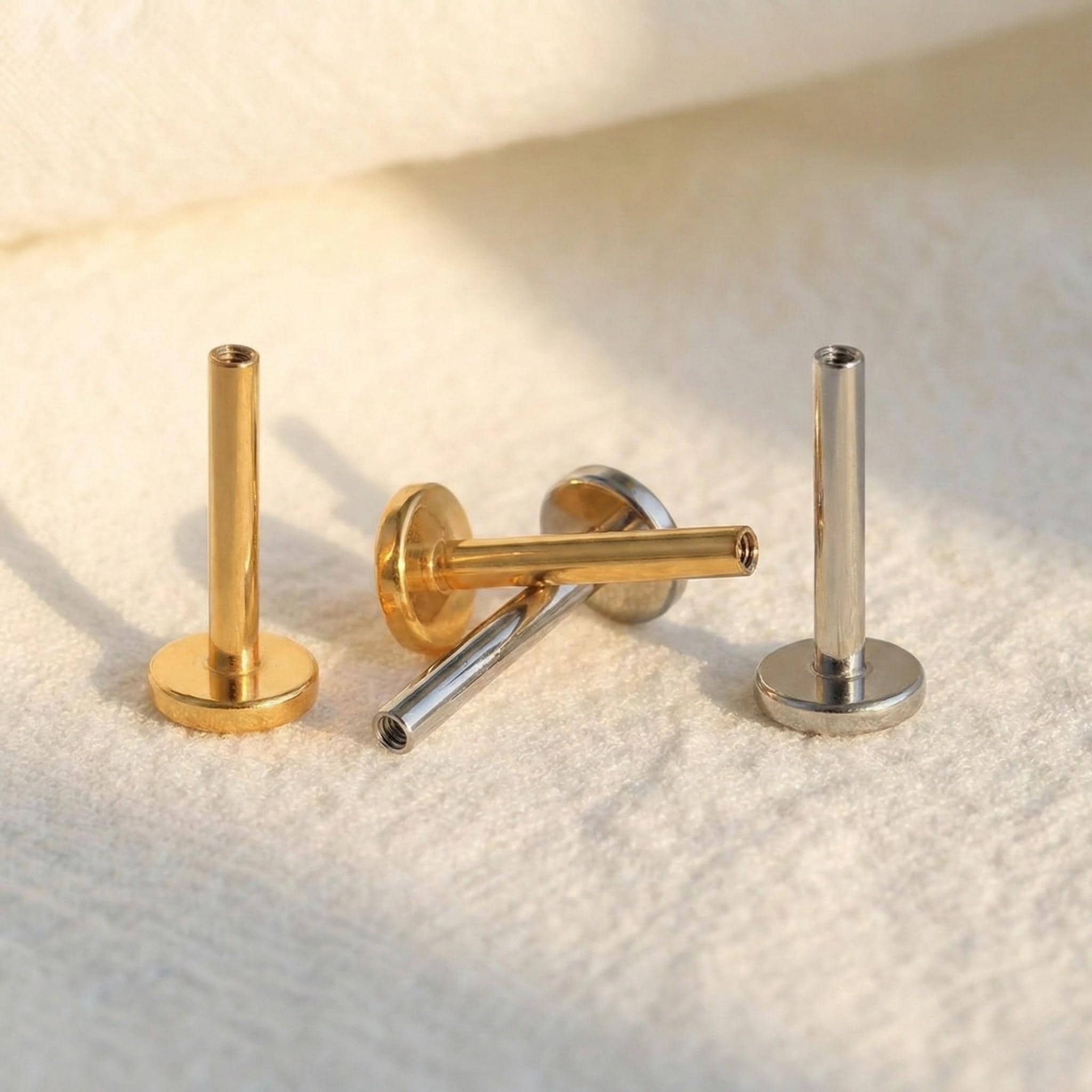 16G Titanium Flat Back Labret Post, Internally Threaded Replacement Bar, Lip Helix Tragus Stud, Hypoallergenic Piercing Backing, Downsize