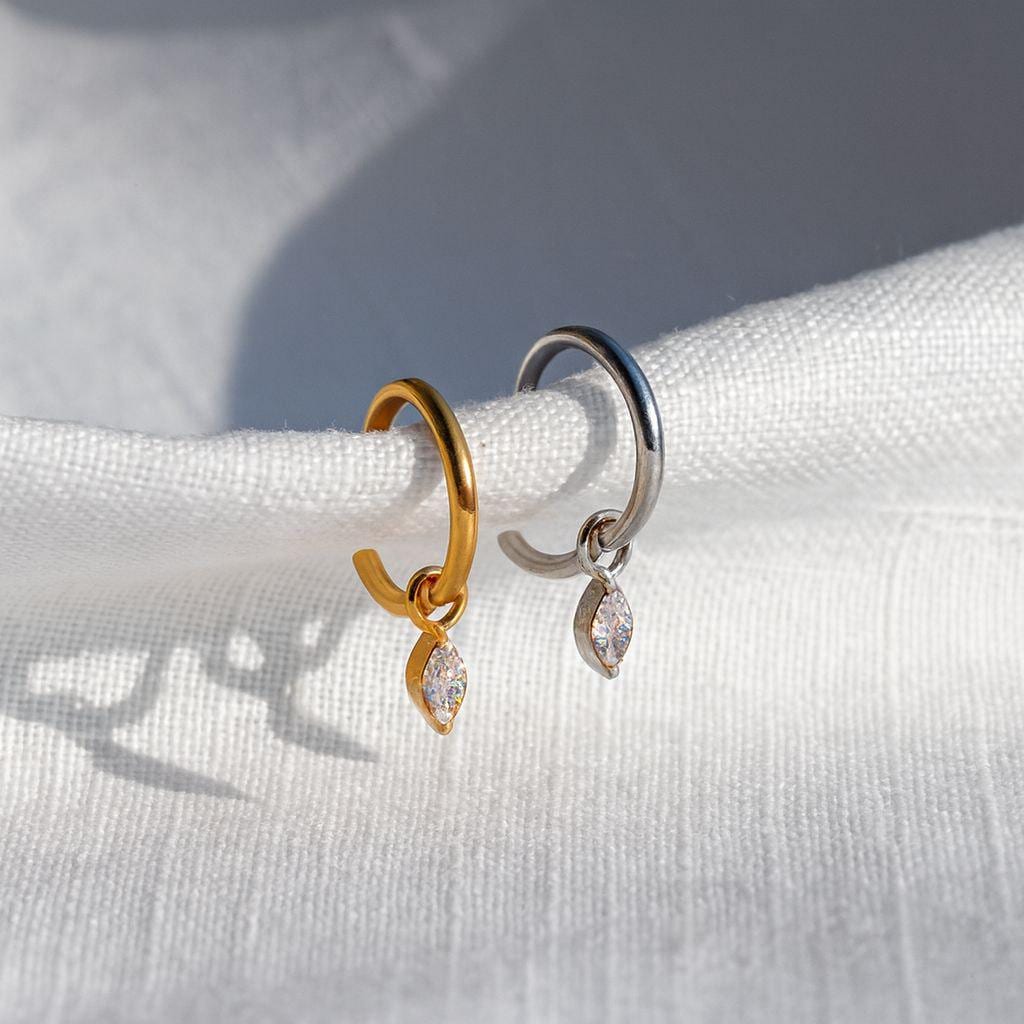 18G/16G Titanium Dangle Huggie Hoop, Cartilage/Conch/Helix Hoop Earring, Rook piercing • conch piercing