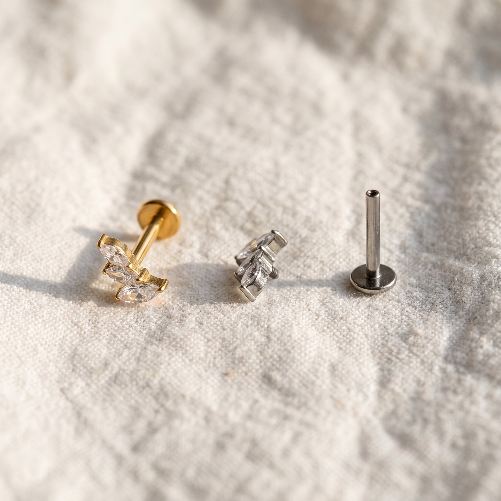 Marquise Cluster Labret – Titanium CZ Leaf Crawler Stud