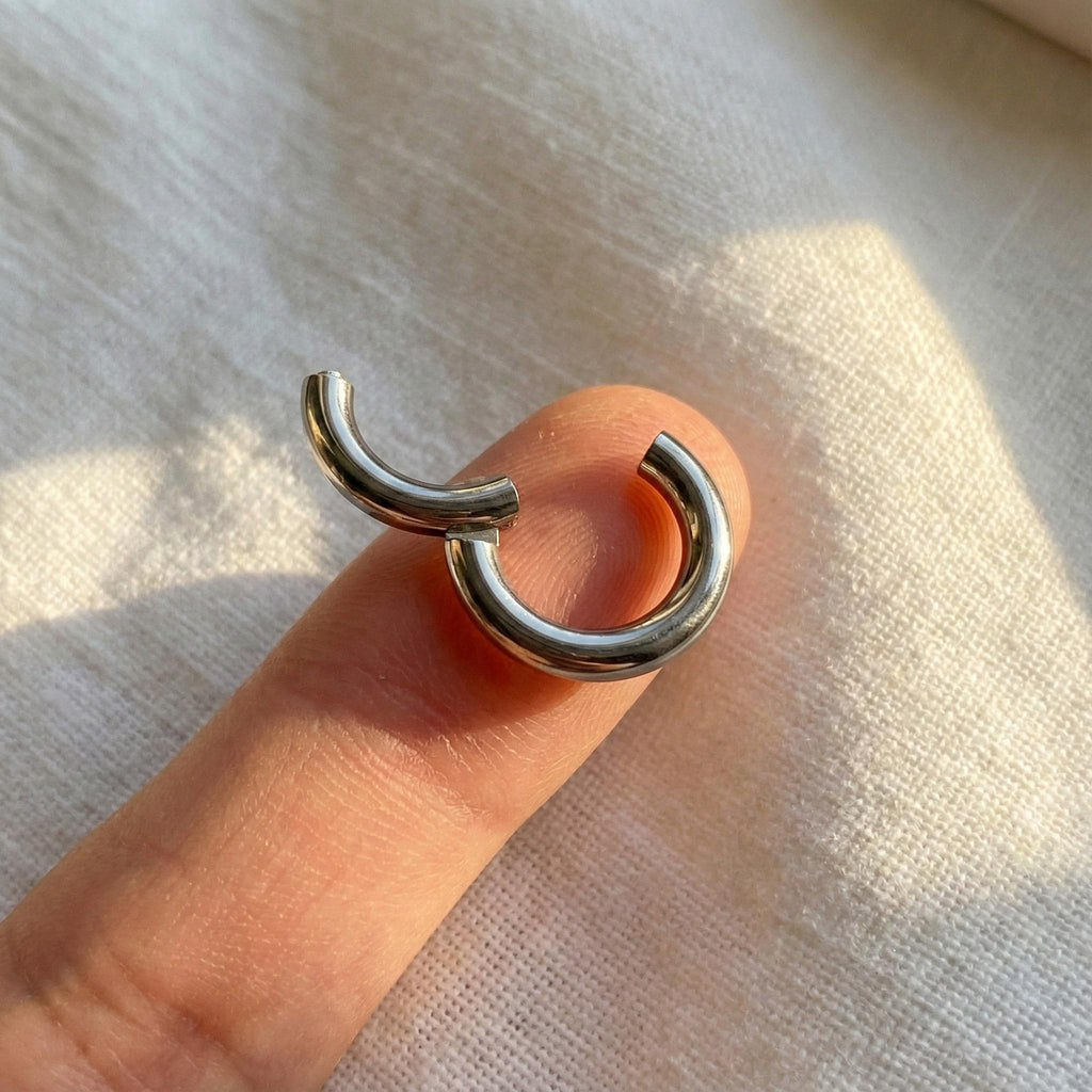 6G, 8G, 10G, ASTM F136 Titanium Hinged Segment Ring Clicker - Choose Your Color - Septum Ring Hoop Ear Weights - 10 or 8 Gauge
