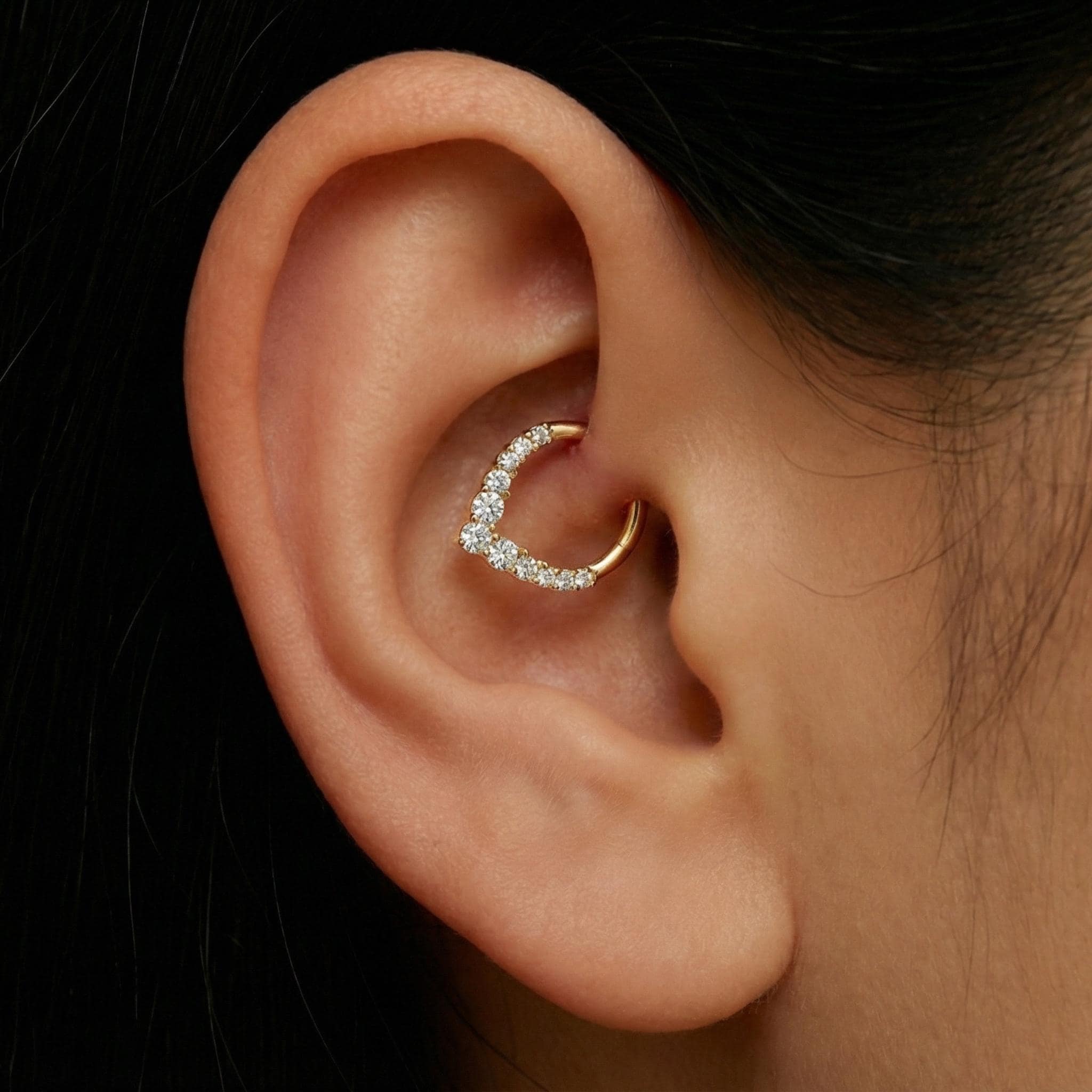 16G Titanium Teardrop Septum Clicker, CZ Daith Hoop Earring, Hinged Segment Ring, Hypoallergenic Waterdrop Nose Piercing